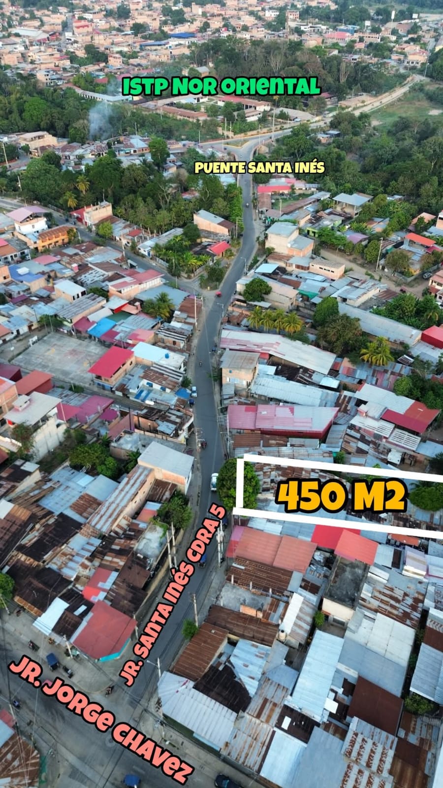 Terreno en venta a 3 min de la plaza de Tarapoto y 2cdrs del puente santa Inés en barrio huayco