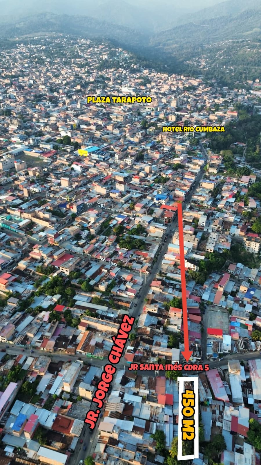 Terreno en venta a 3 min de la plaza de Tarapoto y 2cdrs del puente santa Inés en barrio huayco